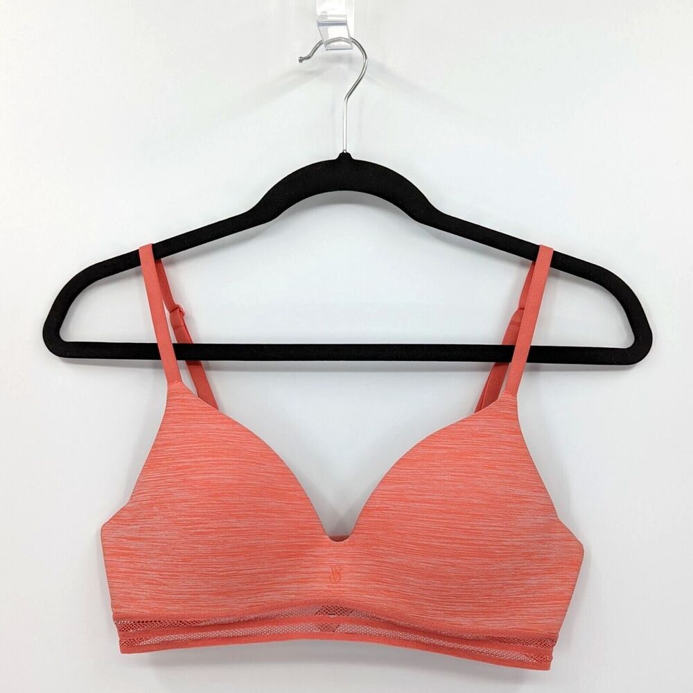 Victoria's Secret Bra Women's 32B Orange Stripes No Wire Wireless